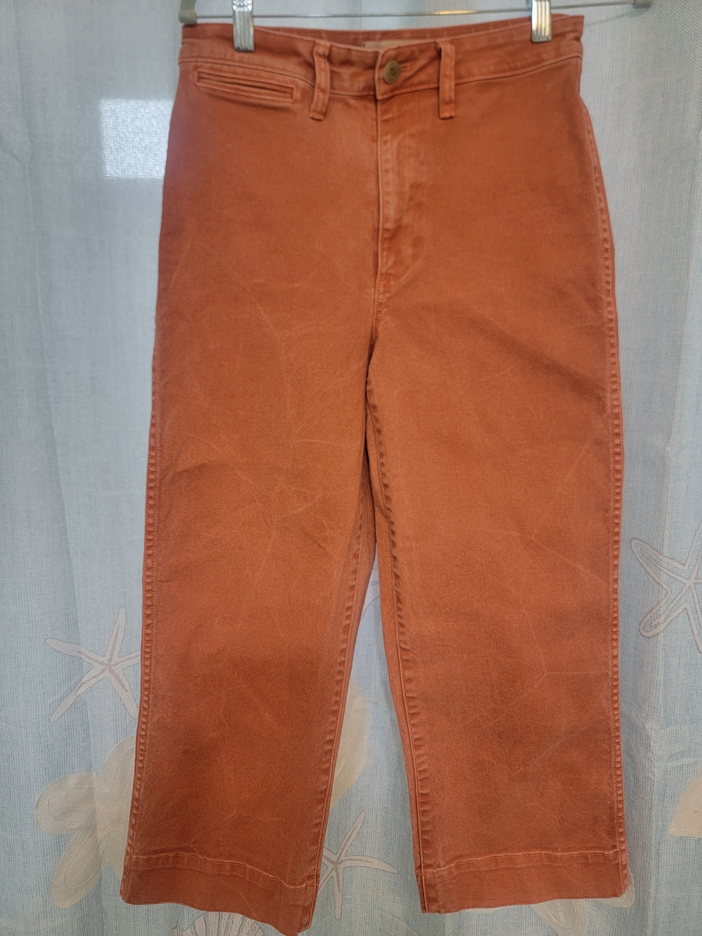 Madewell Womens Slim Emmett Wide-Leg Crop Pants in a burnt orange color Sz 27